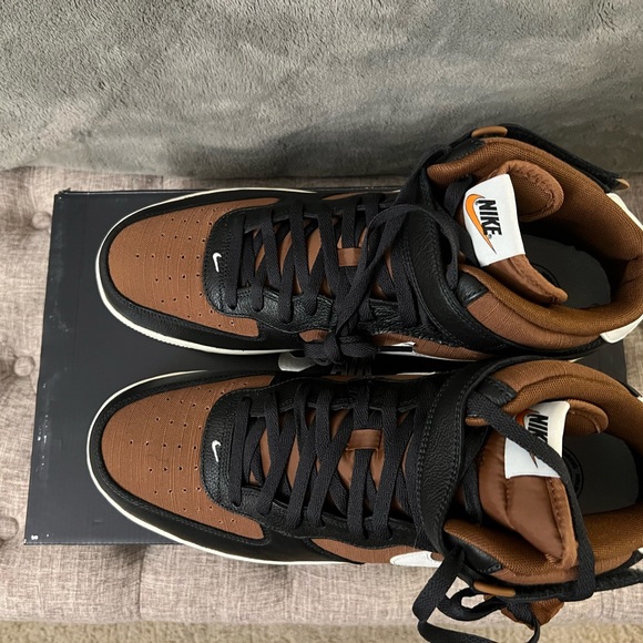 Men's Nike DQ8766-001 Air Force 1 Mid '07 LX Off Noir/Pecan US Size 15 NEW - Picture 2 of 5